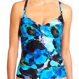 Athleta Blue Floral Tankini Top